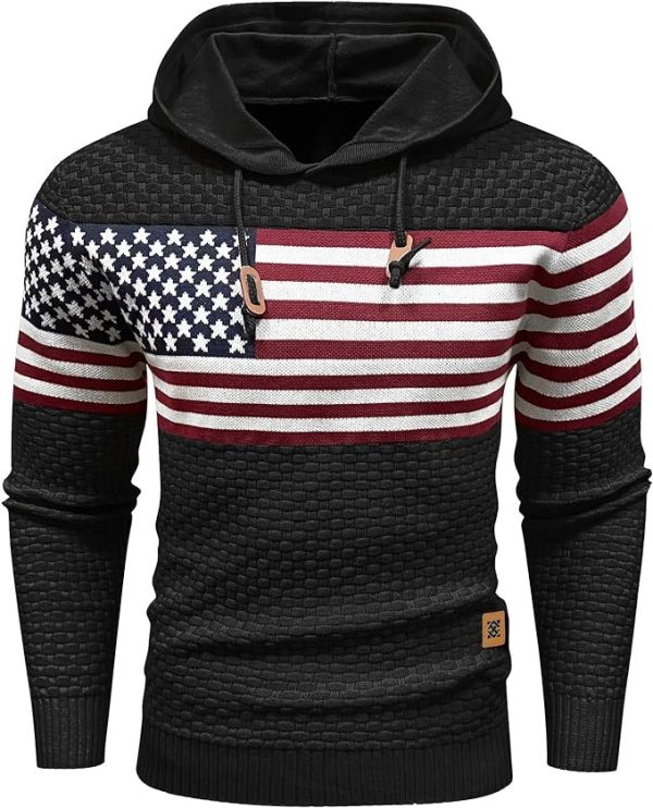 Black American Flag Mens Hooded Sweatshirt